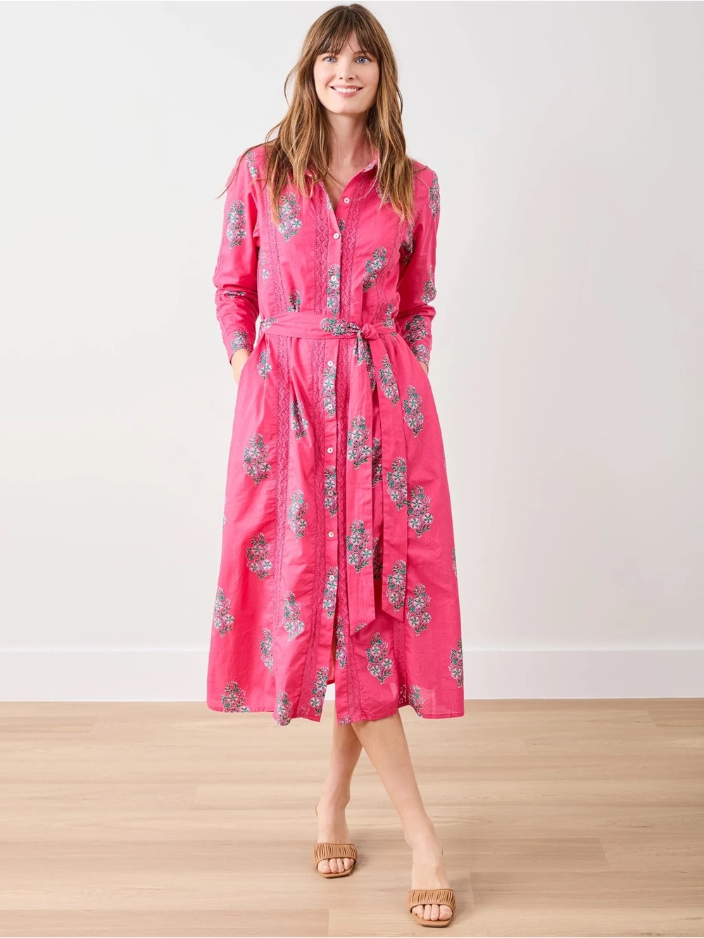 Printfresh Bouquet Blossoms Meredith Dress 👗 Hot Pink Floral Maxi M